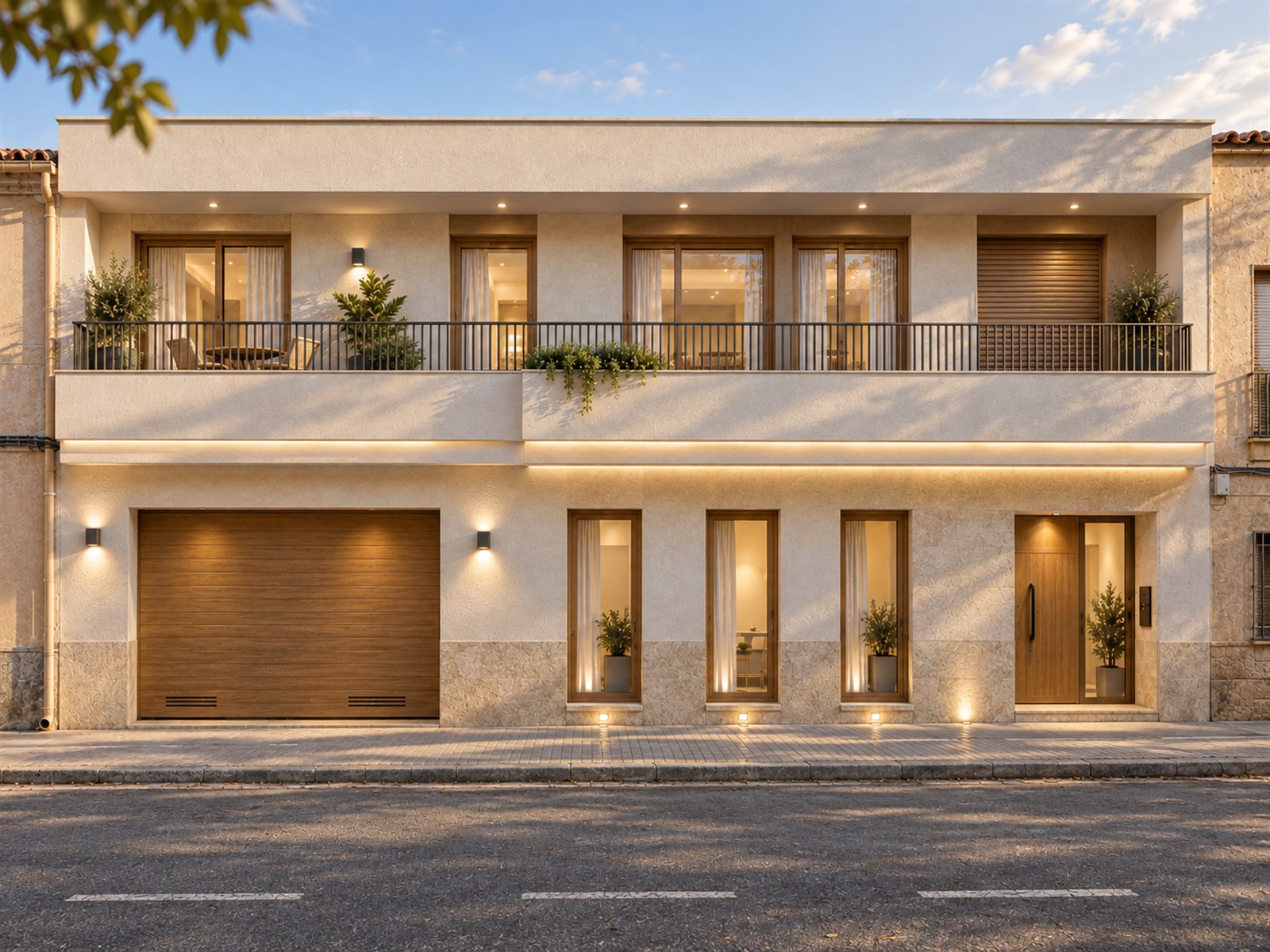 Fachada principal de Casa Cobos, vivienda unifamiliar contemporánea en Benimàmet, Valencia