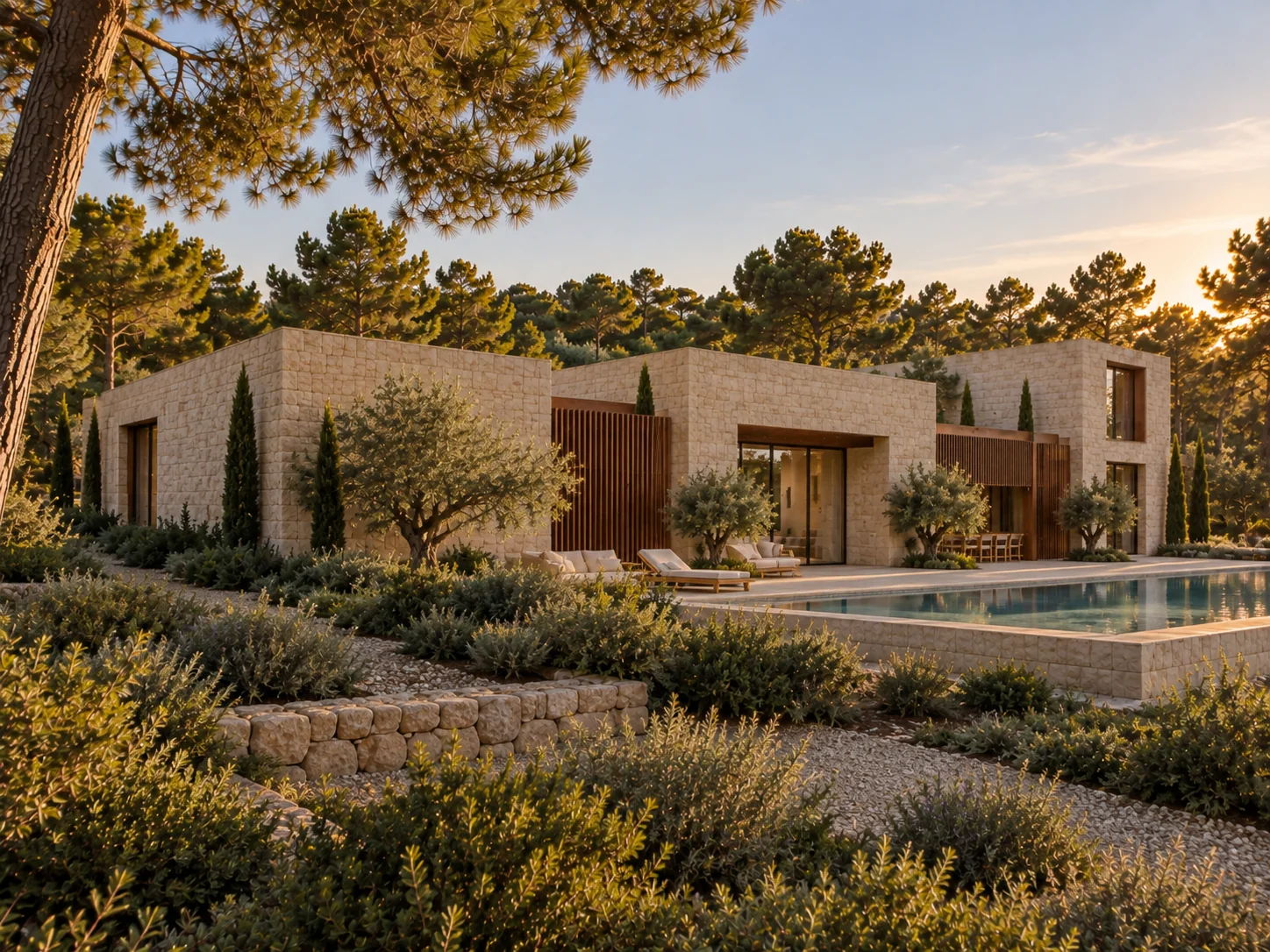 Porches y grandes acristalamientos en una vivienda mediterránea contemporánea